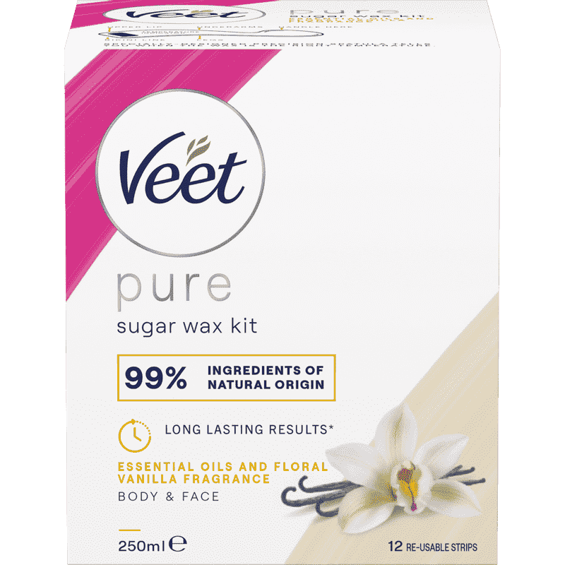 Veet Pure Sugaring Wax Essential Oils & Floral Vanilla Fragrance 250 ml